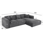 ΚΑΝΑΠΕΣ ΓΩΝΙΑ BRICKEN HM3275.04R ΑΝΘΡΑΚΙ ΥΦΑΣΜΑ 110-282x98-160x72Υεκ. - Image 2