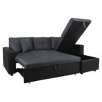 ΚΑΝΑΠΕΣ ΓΩΝΙΑ ΚΡΕΒΑΤΙ WAYNE 220x146x86Υεκ.HM3028.01 ΓΚΡΙ ΜΕ ΜΑΥΡΟ PU - Image 2