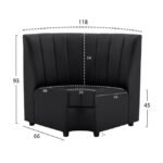 ΚΑΝΑΠΕΣ ΓΩΝΙΑΚΟΣ LANDON HM3163.01 ΑΠΟ ΤΕΧΝΟΔΕΡΜΑ ΜΑΥΡΟ 118x66x93Υ εκ. - Image 2