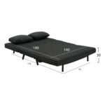 ΚΑΝΑΠΕΣ ΚΡΕΒΑΤΙ 2 ΑΤΟΜΩΝ ASMA HM3077.03 ΣΚΟΥΡΟ ΓΚΡΙ ΥΦΑΣΜΑ 140x80x77Yεκ. - Image 3