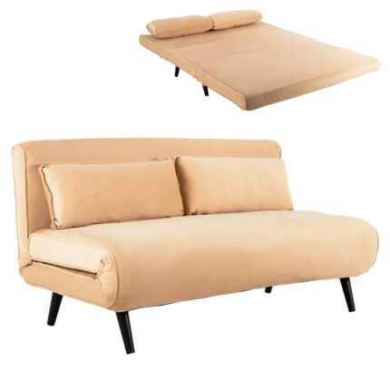 Αγόρασε ΚΑΝΑΠΕΣ ΚΡΕΒΑΤΙ 2 ΑΤΟΜΩΝ ASMA HM3077.17 ΜΕ ΒΕΛΟΥΔΟ ΜΠΕΖ 140x80x77Yεκ. σε μοναδική τιμή στο clickforshop.gr