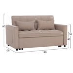 ΚΑΝΑΠΕΣ ΚΡΕΒΑΤΙ 2-ΘΕΣΙΟΣ BORG HM3289.03 ΜΠΕΖ ΥΦΑΣΜΑ 140x100x80Υεκ - Image 2