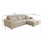 ΚΑΝΑΠΕΣ ΚΡΕΒΑΤΙ ΑΝΑΣΤΡΕΨΙΜH ΓΩΝΙΑ CORNERA HM3335.03 ΜΠΕΖ ΥΦΑΣΜΑ 269x155x89Yεκ - Image 2