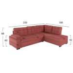 ΚΑΝΑΠΕΣ ΚΡΕΒΑΤΙ JADE HM3144.03R ΔΕΞΙΑ ΓΩΝΙΑ ΣΑΠΙΟ ΜΗΛΟ ΒΕΛΟΥΔΟ 250x80-180x73-88Υεκ. - Image 2