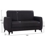 ΚΑΝΑΠΕΣ ΚΡΕΒΑΤΙ ΜΕ ΑΠΟΘ.ΧΩΡΟ ΔΙΘΕΣΙΟΣ NIKKO HM3293.01 ΓΚΡΙ ΥΦΑΣΜΑ 144x75x84Υεκ. - Image 2