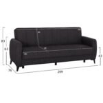 ΚΑΝΑΠΕΣ ΚΡΕΒΑΤΙ ΜΕ ΑΠΟΘ.ΧΩΡΟ TΡΙΘΕΣΙΟΣ NIKKO HM3292.01 ΓΚΡΙ ΥΦΑΣΜΑ 209x76x83Υεκ. - Image 2