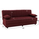 ΚΑΝΑΠΕΣ ΚΡΕΒΑΤΙ ANDRI ΤΡΙΘΕΣΙΟΣ ΚΟΚΚΙΝΟ HM3239.06 180x72x77 εκ. - Image 2