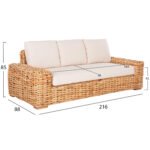 ΚΑΝΑΠΕΣ ΤΡΙΘΕΣΙΟΣ ΕΞ.ΧΩΡΟΥ TROPEL HM9808 ΞΥΛΟ MANGO-RATTAN ΦΥΣΙΚΟ-ΛΕΥΚΑ ΜΑΞΙΛΑΡΙΑ 216x88x85Υεκ - Image 2