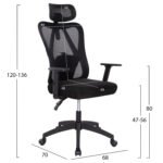 ΚΑΡΕΚΛΑ ΓΡΑΦΕΙΟΥ MEXER HM1195.01 ΜΑΥΡΟ MESH-PP ΒΑΣΗ 68x70x136Υεκ. - Image 2