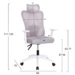 ΚΑΡΕΚΛΑ ΓΡΑΦΕΙΟΥ MEXER HM1195.02 ΓΚΡΙ MESH-PP ΒΑΣΗ-ΣΚΕΛΕΤΟΣ ΛΕΥΚΟΣ 68x70x136Υεκ. - Image 2