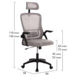 ΚΑΡΕΚΛΑ ΓΡΑΦΕΙΟΥ BLAZER HM1205.05 ΓΚΡΙ MESH-ΜΑΥΡΟΣ ΣΚΕΛΕΤΟΣ 60x58x110-130Υεκ. - Image 2