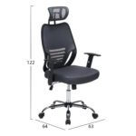 ΚΑΡΕΚΛΑ ΓΡΑΦΕΙΟΥ BRIEF HM1206.02 ΓΚΡΙ MESH--ΒΑΣΗ ΧΡΩΜΙΟΥ 63x64x122Υεκ. - Image 2