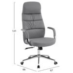 ΚΑΡΕΚΛΑ ΓΡΑΦΕΙΟΥ TEETER HM18355.10 ΓΚΡΙ PU ΔΕΡΜΑ--ΒΑΣΗ ΧΡΩΜΙΟΥ 67x66x121Υεκ - Image 2