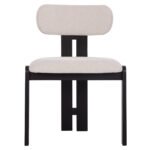 ΚΑΡΕΚΛΑ ΤΡΑΠΕΖΑΡΙΑΣ KARVO HM18252.02 ΕΚΡΟΥ ΥΦΑΣΜΑ--ΞΥΛΟ ΣΕ ΜΑΥΡΟ 57x50x78,5Υεκ. - Image 3