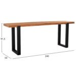 ΚΟΝΣΟΛΑ SHIRE HM9800 ΑΝΑΚΥΚΛΩΜΕΝΟ ΞΥΛΟ TEAK-ΜΑΥΡΕΣ ΜΕΤΑΛΛΙΚΕΣ ΒΑΣΕΙΣ 240x50x90Yεκ - Image 2