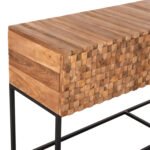 ΚΟΝΣΟΛΑ ΜΕ ΣΥΡΤΑΡΙΑ JORDI HM9801 ΞΥΛΟ TEAK ΦΥΣΙΚΟ-ΜΑΥΡΗ ΜΕΤΑΛΛΙΚΗ ΒΑΣΗ 180x43x79Υεκ. - Image 5