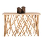 ΚΟΝΣΟΛΑ KRANT ΣΕ ΡΟΥΣΤΙΚ ΣΤΥΛ ΚΛΑΔΙΑ ΤEAK & 3εκ. ΕΠΙΦΑΝΕΙΑ 121X36X75Yεκ.HM9805 - Image 3