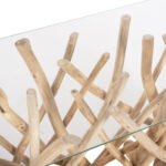 ΚΟΝΣΟΛΑ ΣΕ ΡΟΥΣΤΙΚ ΣΤΥΛ ΜΑΣΙΦ ΞΥΛΟ ΤEAK & ΓΥΑΛΙ ΦΥΣΙΚΟ 120X35X75Yεκ.HM9373 - Image 6