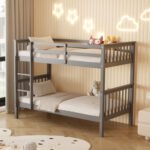 ΚΟΥΚΕΤΑ ΠΑΙΔΙΚΗ ΜΕ 2 ΣΤΡΩΜΑΤΑ LANTAI HM21307.02 ΞΥΛΟ ΠΕΥΚΟΥ ΓΚΡΙ--ΣΤΡΩΜΑΤΑ 90x190εκ - Image 2