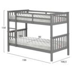 ΚΟΥΚΕΤΑ ΠΑΙΔΙΚΗ ΜΕ 2 ΣΤΡΩΜΑΤΑ LANTAI HM21307.02 ΞΥΛΟ ΠΕΥΚΟΥ ΓΚΡΙ--ΣΤΡΩΜΑΤΑ 90x190εκ - Image 3