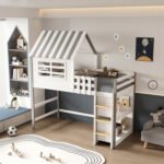 ΚΟΥΚΕΤΑ ΠΑΙΔΙΚΗ ΜΕ ΡΑΦΙΑ HOMI HM21321 ΞΥΛΟ ΠΕΥΚΟΥ ΛΕΥΚΟ/ΓΚΡΙ--ΜΕ ΣΤΡΩΜΑ 90x190εκ - Image 2