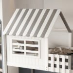 ΚΟΥΚΕΤΑ ΠΑΙΔΙΚΗ ΜΕ ΡΑΦΙΑ HOMI HM21321 ΞΥΛΟ ΠΕΥΚΟΥ ΛΕΥΚΟ/ΓΚΡΙ--ΜΕ ΣΤΡΩΜΑ 90x190εκ - Image 5
