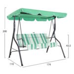 ΚΟΥΝΙΑ 3ΘΕΣΙΑ ΜΕ ΣΚΙΑΣΤΡΟ LIKID HM5979.03 ΜΕΤΑΛΛΟ ΓΚΡΙ-ΠΡΑΣΙΝΟ ΥΦΑΣΜΑ 174x110x200Υ - Image 2