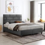 ΚΡΕΒΑΤΙ SOLEDAD ΑΠΟ ΓΚΡΙ ΥΦΑΣΜΑ HM644.01 ΓΙΑ ΣΤΡΩΜΑ 150x200 εκ. - Image 2