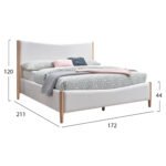 ΚΡΕΒΑΤΙ ΔΙΠΛΟ RANTUS ΓΙΑ ΣΤΡΩΜΑ 160Χ200 HM683 ΛΕΥΚΟ ΜΠΟΥΚΛΕ ΥΦΑΣΜΑ 212x184x120Υεκ. - Image 2