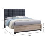 ΚΡΕΒΑΤΙ ΔΙΠΛΟ ΓΙΑ ΣΤΡΩΜΑ 160Χ200 AELIA HM684 ΓΚΡΙ ΥΦΑΣΜΑ & ΠΟΔΙΑ-SONAMA MDF 166x204x129Υεκ. - Image 2