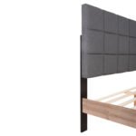 ΚΡΕΒΑΤΙ ΔΙΠΛΟ ΓΙΑ ΣΤΡΩΜΑ 160Χ200 AELIA HM684 ΓΚΡΙ ΥΦΑΣΜΑ & ΠΟΔΙΑ-SONAMA MDF 166x204x129Υεκ. - Image 4