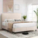 ΚΡEΒΑΤΙ ΔΙΠΛΟ LUTHER HM717 ΜΠΕΖ ΥΦΑΣΜΑ ΓΙΑ ΣΤΡΩΜΑ 160x200εκ. - Image 2