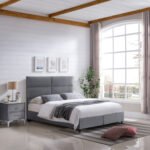 ΚΡΕΒΑΤΙ MILO ΜΕ ΑΠΟΘ.ΧΩΡΟ HM738.10 ΓΚΡΙ ΒΕΛΟΥΔΟ-- ΓΙΑ ΣΤΡΩΜΑ 140x200εκ - Image 2