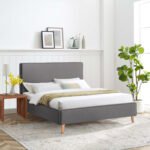 ΚΡΕΒΑΤΙ ΜΕ ΣΤΡΩΜΑ INDRA HM21280.01 ΓΚΡΙ ΥΦΑΣΜΑ--ΓΙΑ 160x200εκ - Image 2