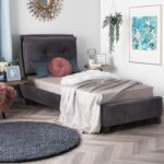 ΚΡΕΒΑΤΙ ΜΕ ΣΤΡΩΜΑ RILEY HM21282.01 ΓΚΡΙ ΒΕΛΟΥΔΟ--ΓΙΑ 90x200εκ - Image 2