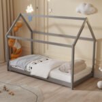 ΚΡΕΒΑΤΙ ΠΑΙΔΙΚΟ PEPE HM677.05 τ.MONTESSORI ΞΥΛΟ ΠΕΥΚΟ ΓΚΡΙ- 190x90εκ - Image 2