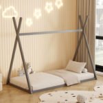 ΚΡΕΒΑΤΙ ΠΑΙΔΙΚΟ MUNK HM681.05 τ.MONTESSORI ΜΑΣΙΦ ΞΥΛΟ ΠΕΥΚΟΥ ΓΚΡΙ- 190x90εκ - Image 4