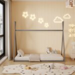 ΚΡΕΒΑΤΙ ΠΑΙΔΙΚΟ MUNK HM681.05 τ.MONTESSORI ΜΑΣΙΦ ΞΥΛΟ ΠΕΥΚΟΥ ΓΚΡΙ- 190x90εκ - Image 5