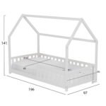 ΚΡΕΒΑΤΙ ΠΑΙΔΙΚΟ ΜΕ ΣΤΡΩΜΑ PHYLLIS HM21304.01 ΞΥΛΟ ΠΕΥΚΟΥ ΣΕ ΛΕΥΚΟ--ΣΤΡΩΜΑ 90x190εκ - Image 3