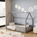 ΚΡΕΒΑΤΙ ΠΑΙΔΙΚΟ ΜΕ ΣΤΡΩΜΑ PHYLLIS HM21304.02 ΞΥΛΟ ΠΕΥΚΟΥ ΣΕ ΓΚΡΙ--ΣΤΡΩΜΑ 90x190εκ - Image 2