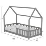 ΚΡΕΒΑΤΙ ΠΑΙΔΙΚΟ ΜΕ ΣΤΡΩΜΑ PHYLLIS HM21304.02 ΞΥΛΟ ΠΕΥΚΟΥ ΣΕ ΓΚΡΙ--ΣΤΡΩΜΑ 90x190εκ - Image 3