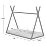 ΚΡΕΒΑΤΙ ΠΑΙΔΙΚΟ ΜΕ ΣΤΡΩΜΑ MUNK HM21306.02 ΞΥΛΟ ΠΕΥΚΟΥ ΣΕ ΓΚΡΙ--ΣΤΡΩΜΑ 90x190εκ - Image 3