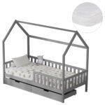 Αγόρασε ΚΡΕΒΑΤΙ ΠΑΙΔΙΚΟ ΜΕ ΣΥΡΤΑΡΙΑ PHYLLIS HM21324.02 ΞΥΛΟ ΠΕΥΚΟΥ ΓΚΡΙ--ΜΕ ΣΤΡΩΜΑ 90x190εκ σε μοναδική τιμή στο clickforshop.gr