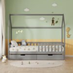 ΚΡΕΒΑΤΙ ΠΑΙΔΙΚΟ ΜΕ ΣΥΡΤΑΡΙΑ PHYLLIS HM21324.02 ΞΥΛΟ ΠΕΥΚΟΥ ΓΚΡΙ--ΜΕ ΣΤΡΩΜΑ 90x190εκ - Image 4