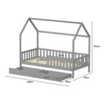 ΚΡΕΒΑΤΙ ΠΑΙΔΙΚΟ ΜΕ ΣΥΡΤΑΡΙΑ PHYLLIS HM724.05 τ.MONTESSORI ΓΚΡΙ 196x97x161Υεκ. - Image 3