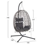 ΚΡΕΜΑΣΤΗ ΦΩΛΙΑ NESTA HM6468.01 ΓΚΡΙ ΜΕΤΑΛΛΟ & P.E.RATTAN 100x100x190Υεκ. - Image 2
