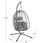 ΚΡΕΜΑΣΤΗ ΠΟΛΥΘΡΟΝΑ ΦΩΛΙΑ MILLIE HM5997.10 ΜΕΤΑΛΛΟ-ΣΥΝΘ.RATTAN ΓΚΡΙ 90x75x190Υεκ. - Image 2