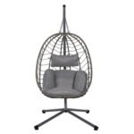 ΚΡΕΜΑΣΤΗ ΠΟΛΥΘΡΟΝΑ ΦΩΛΙΑ MILLIE HM5997.10 ΜΕΤΑΛΛΟ-ΣΥΝΘ.RATTAN ΓΚΡΙ 90x75x190Υεκ. - Image 3