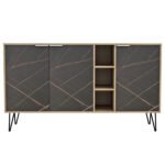 ΜΠΟΥΦΕΣ CABRON HM8874.12 ΜΕΛΑΜΙΝΗ ΣΕ SONAMA-ΜΑΥΡΟ ΜΑΡΜΑΡΟ-ΜΑΥΡΑ ΜΕΤΑΛ.ΠΟΔΙΑ 142X40X83Υεκ - Image 4