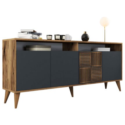 Αγόρασε ΜΠΟΥΦΕΣ ΜΕΛΑΜΙΝΗΣ ΣΕ ΚΑΡΥΔΙ ΜΕ ΑΝΘΡΑΚΙ ΠΟΡΤΕΣ 180x35x78.6Υεκ.HM9431.01 σε μοναδική τιμή στο clickforshop.gr